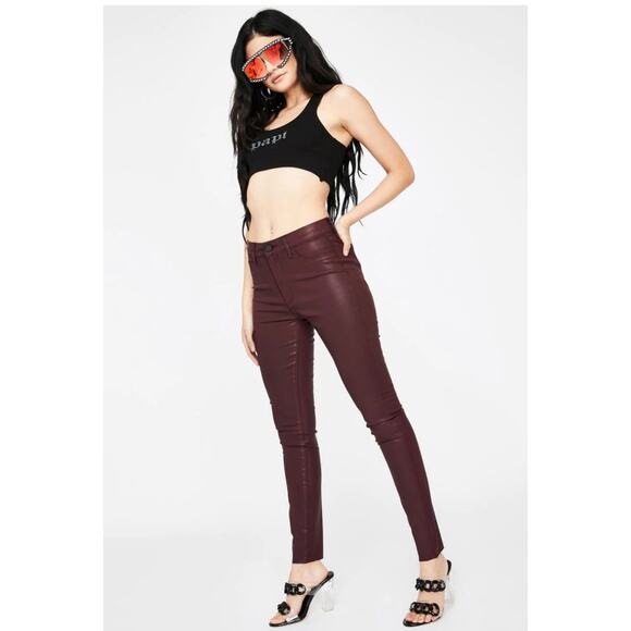 Articles of Society Hilary High Rise Ankle Skinny Pant Armour Wax Maroon Size 30 - Picture 3 of 8